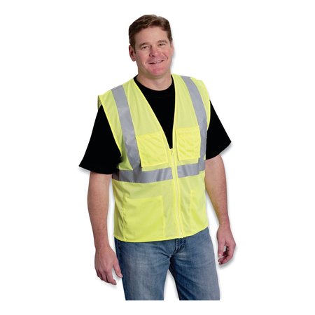 Pip ANSI Class 2 Four Pocket Zipper Safety Vest, Polyester Mesh, 5X-Large, Hi-Viz Lime Yellow 302-MVGZ4PLY-5X